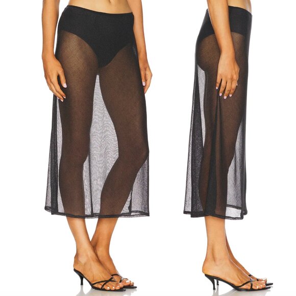 NEW Bella Venice Lily Midi Skirt in Black Sheer Mesh Small S Revolve - Picture 2 of 8